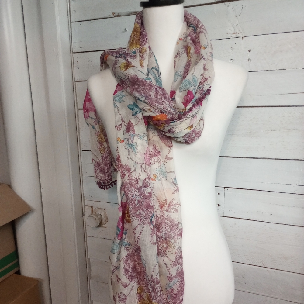 Clearance YouFloral Lightweight Rectangle Multicolor Scarf Wrap Semi Sheer *